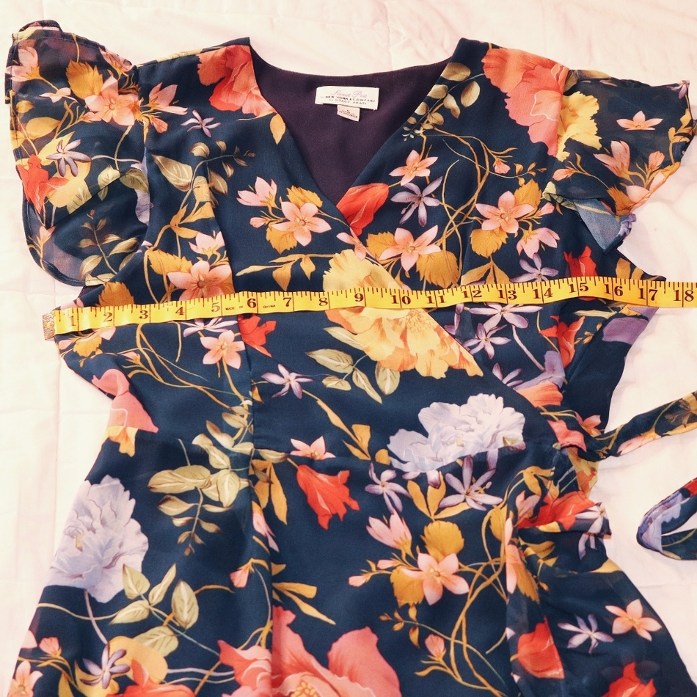 Sweet Pea New York by Stacy Frati High Low Ruffle Wrap Dress, Floral Medium - Picture 10 of 11